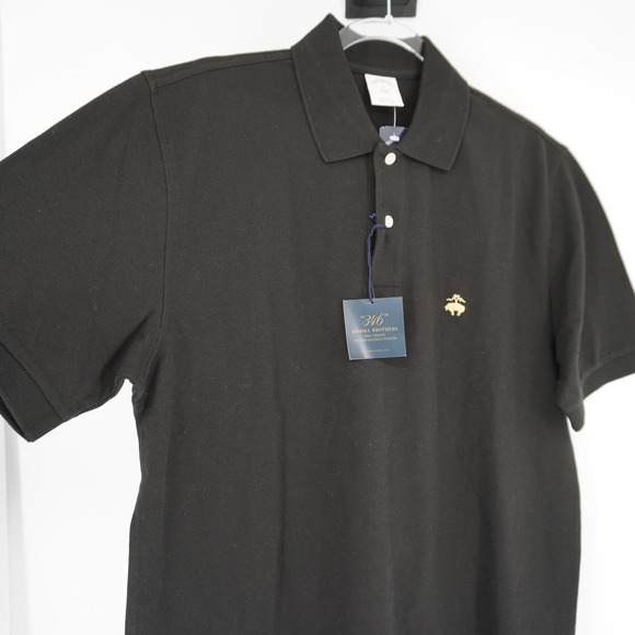 Brooks Brothers 346 Mens Black Pique Cotton Polo Shirt Original Fit Medium NEW - Picture 5 of 10